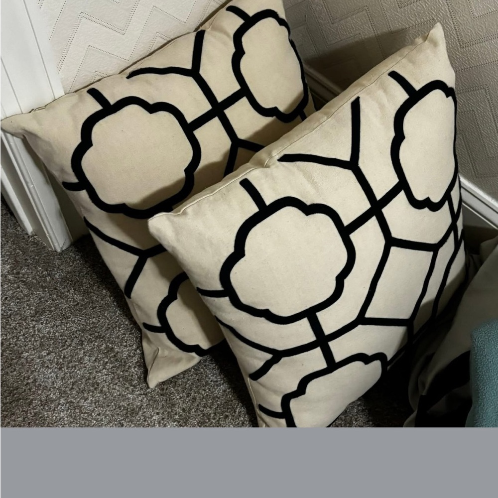 Navy and Cream Throw Pillow Covers - Picture 2 of 3